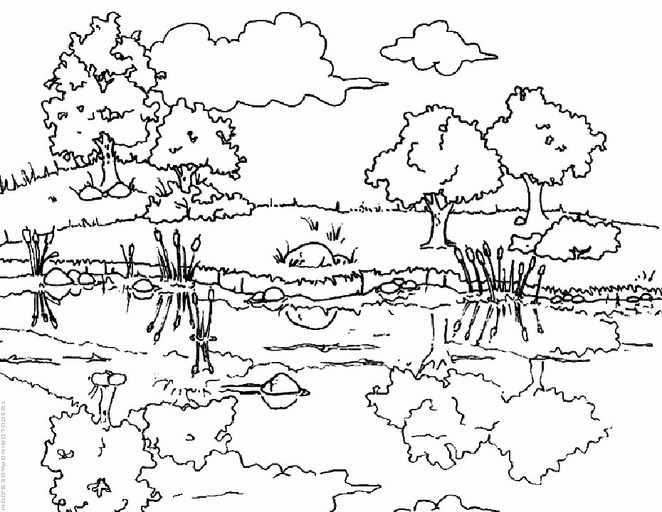 Kumpulan Sketsa Gambar Pemandangan untuk Gambar Mewarnai