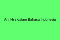 Arti Hss dalam Bahasa Indonesia