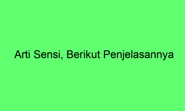 Arti Sensi, Berikut Penjelasannya