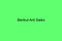 Berikut Arti Saiko